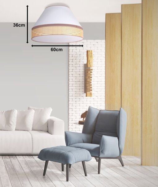 Duolla - Stropné svietidlo AVIGNON 3xE27/15W/230V pr. 60 cm biela/ratan