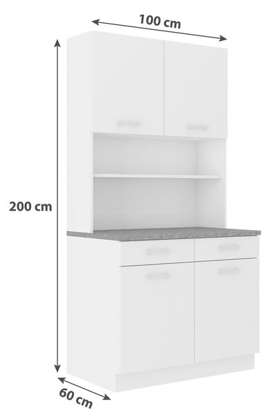 PRÍBORNÍK S VITRÍNOU, grafitová, biela, 100/200/60 cm MID.YOU - Sklenené vitríny, Online Only