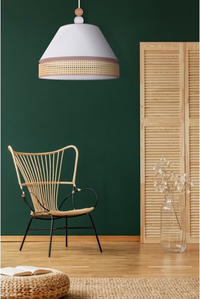 Duolla - Luster na lanku AVIGNON 1xE27/15W/230V pr. 50 cm biela/ratan