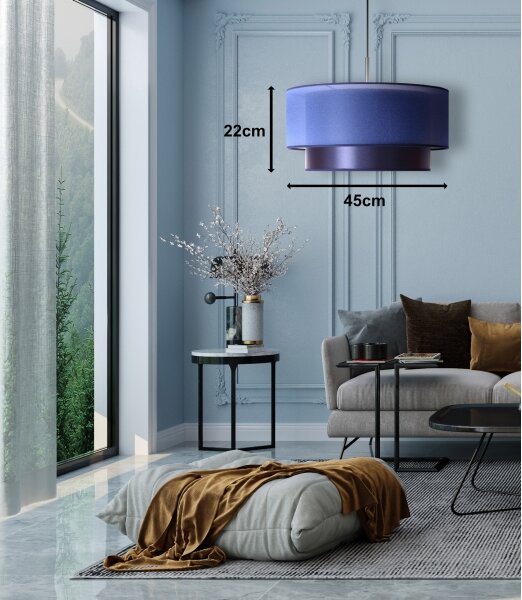 Duolla - Luster na lanku NANTES 1xE27/15W/230V pr. 45 cm modrá/strieborná