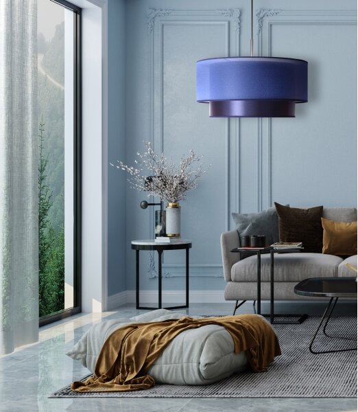 Duolla - Luster na lanku NANTES 1xE27/15W/230V pr. 45 cm modrá/strieborná