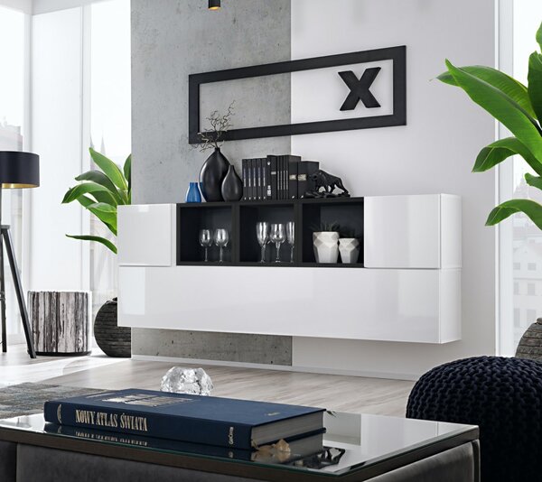 Stena do obývačky ILKA 13 - biela / čierna