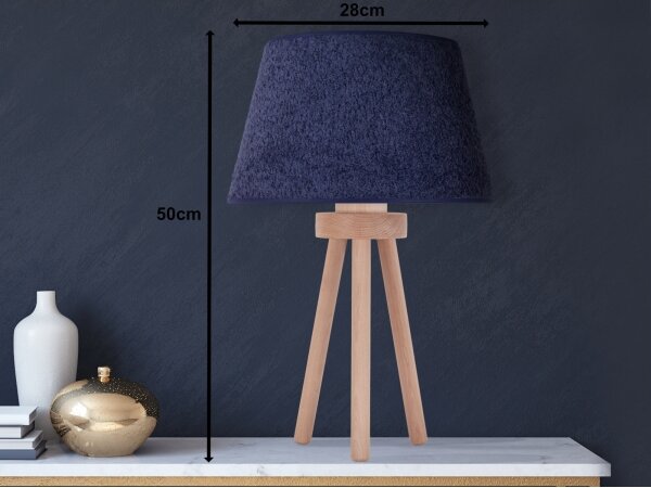 Duolla - Stolná lampa BOUCLE 1xE27/15W/230V pr. 28 cm modrá/drevo