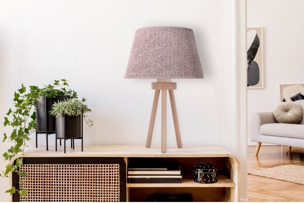 Duolla - Stolná lampa BOUCLE 1xE27/15W/230V pr. 28 cm hnedá/drevo