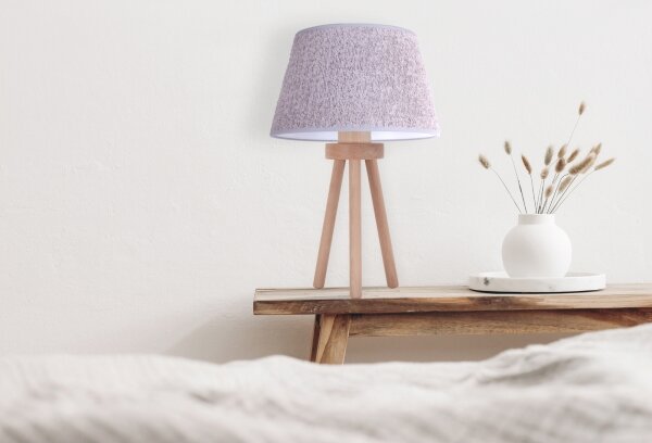 Duolla - Stolná lampa BOUCLE 1xE27/15W/230V pr. 28 cm šedá/drevo