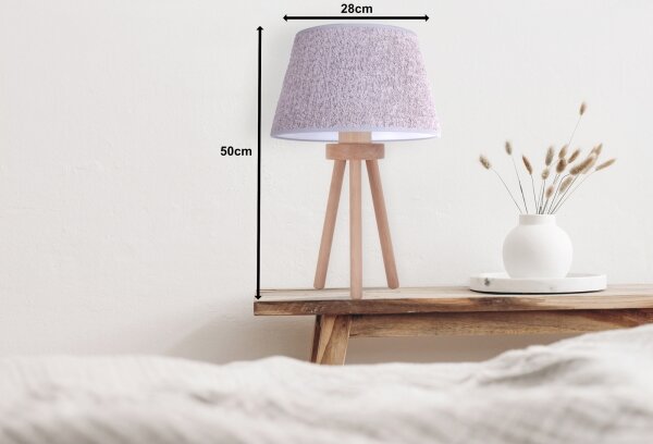 Duolla - Stolná lampa BOUCLE 1xE27/15W/230V pr. 28 cm šedá/drevo