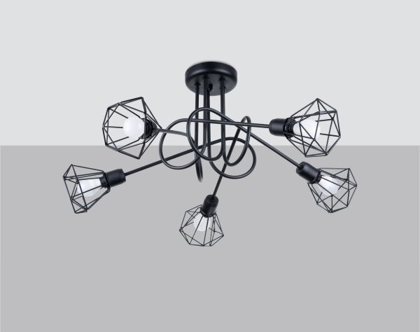 Sollux SL.1110 - Luster na tyči ARTEMIS 5xE14/40W/230V čierna