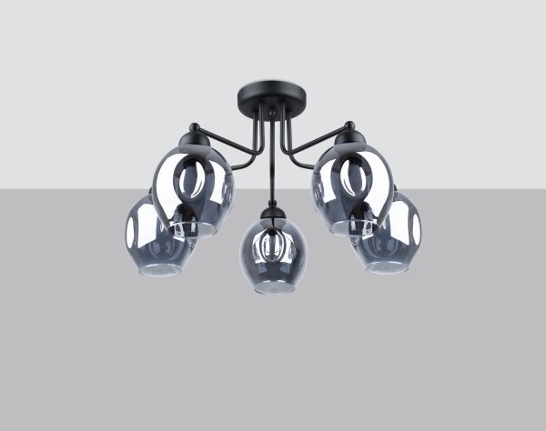 Sollux SL.1145 - Luster na tyči FILLAN 5xE27/60W/230V čierna