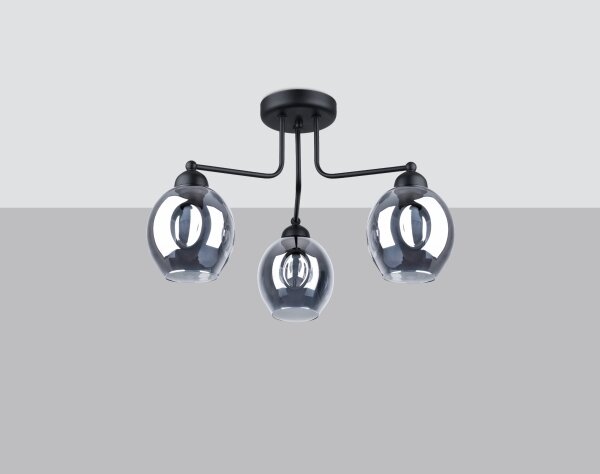Sollux SL.1144 - Luster na tyči FILLAN 3xE27/60W/230V čierna
