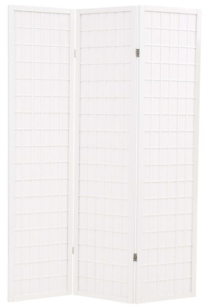 Skladací paraván s 3 panelmi, japonský štýl 120x170 cm, biely