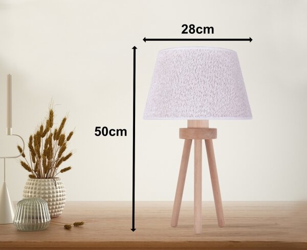 Duolla - Stolná lampa BOUCLE 1xE27/15W/230V pr. 28 cm biela/drevo
