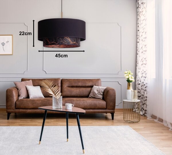 Duolla - Luster na lanku NANTES 1xE27/15W/230V pr. 45 cm čierna/medená