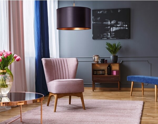 Duolla - Luster na lanku CANNES 1xE27/15W/230V pr. 50 cm čierna/medená