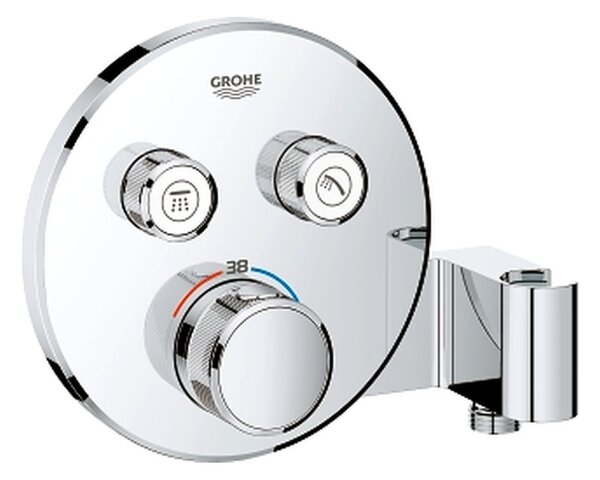 Grohe Grohtherm Smart Control - podomietkový termostat pre dva spotrebiče s integrovaným pripojením a držiakom sprchy, okrúhly tvar,…