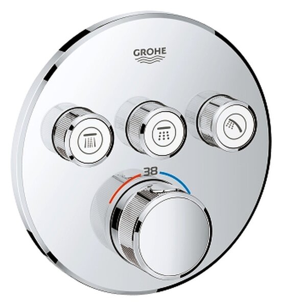 Grohe Grohtherm Smart Control - podomietkový termostat na tri spotrebiče, okrúhly tvar, chróm, 29121000