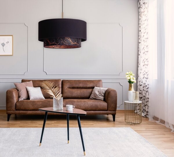 Duolla - Luster na lanku NANTES 1xE27/15W/230V pr. 45 cm čierna/medená