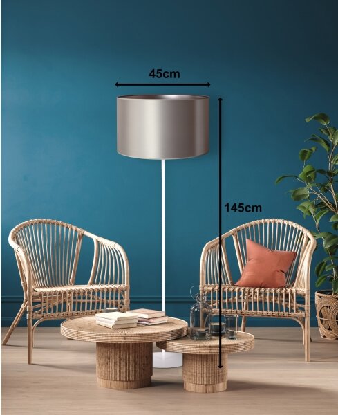 Duolla - Stojacia lampa CANNES 1xE27/15W/230V pr. 45 cm strieborná/biela