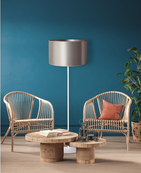 Duolla - Stojacia lampa CANNES 1xE27/15W/230V pr. 45 cm strieborná/biela