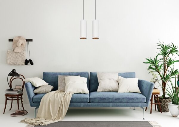 Luster na lanku AVALO 2xE27/60W/230V biela/medená