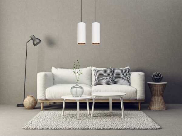 Luster na lanku AVALO 2xE27/60W/230V biela/medená