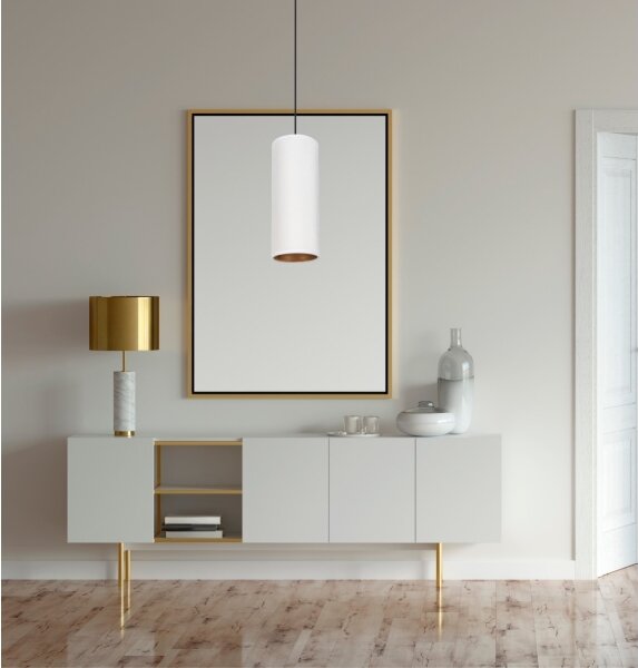 Luster na lanku AVALO 1xE27/60W/230V biela/medená