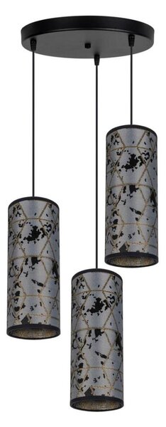 Luster na lanku AVALO 3xE27/60W/230V pr. 35 cm šedá/čierna