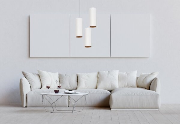 Luster na lanku AVALO 3xE27/60W/230V pr. 35 cm biela/medená