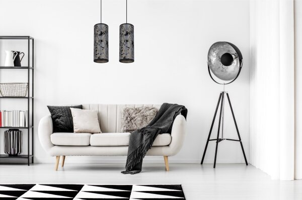 Luster na lanku AVALO 2xE27/60W/230V šedá/čierna