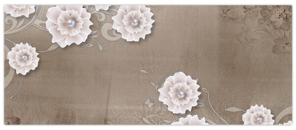 Obraz - Drapérie s kvetmi (120x50 cm)