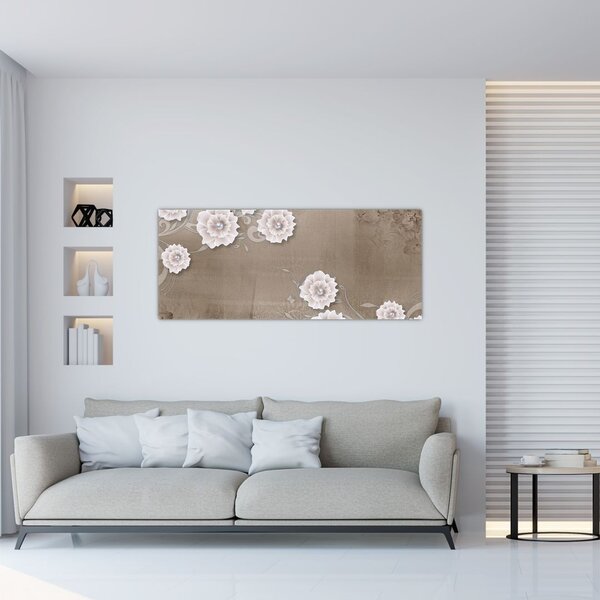 Obraz - Drapérie s kvetmi (120x50 cm)