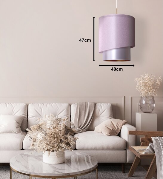 Duolla - Luster na lanku PARIS 1xE27/15W/230V pr. 40 cm ružová/strieborná/medená
