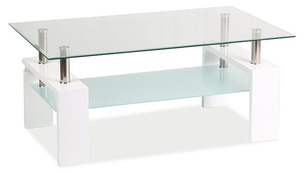 Konferenčný stolík LACO - transparentný / lesklý biely