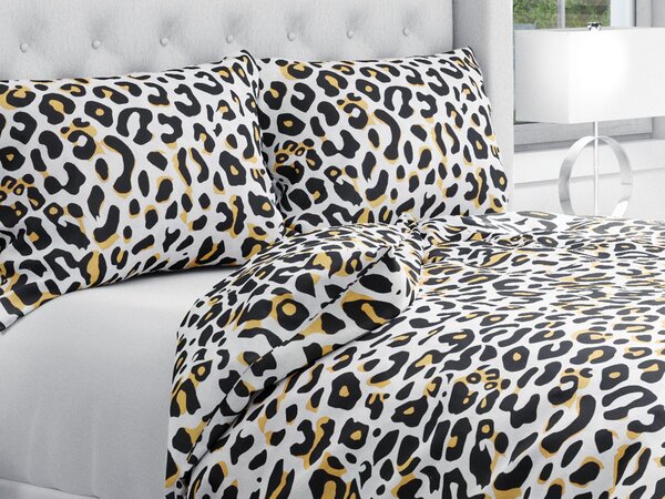 Biante Bavlnené posteľné obliečky Sandra SA-409 Leopardí vzor na bielom Predĺžené 140x220 a 70x90 cm