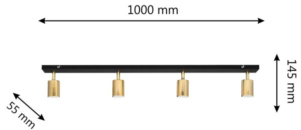 LED Bodové svietidlo TUNE 4xGU10/4,8W/230V zlatá/čierna