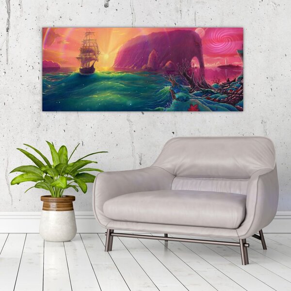 Obraz - Olejomaľba, Plavba do fantastickej ríše (120x50 cm)