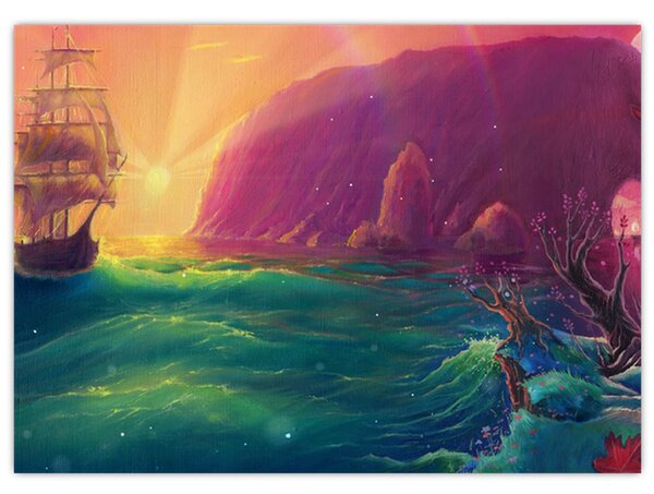 Obraz - Olejomaľba, Plavba do fantastickej ríše (70x50 cm)