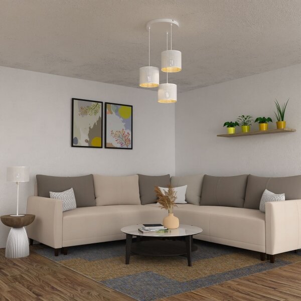 Luster na lanku LOFT SHADE 3xE27/60W/230V biela/zlatá