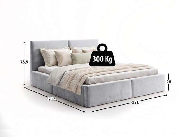 HRUŠKA Čalúnená posteľ s úložným priestorom HILTON 120x200 - sivá