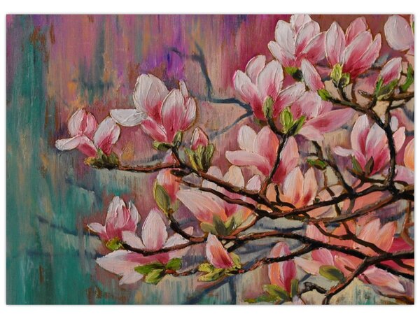 Obraz - Olejomaľba, Rozkvitnutá sakura (70x50 cm)