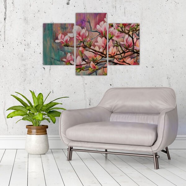 Obraz - Olejomaľba, Rozkvitnutá sakura (90x60 cm)