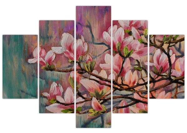 Obraz - Olejomaľba, Rozkvitnutá sakura (150x105 cm)