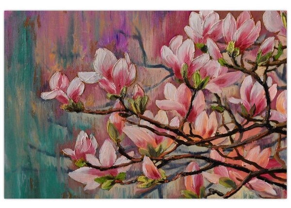 Obraz - Olejomaľba, Rozkvitnutá sakura (90x60 cm)