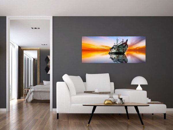 Obraz - Svitanie nad vrakom lode (120x50 cm)