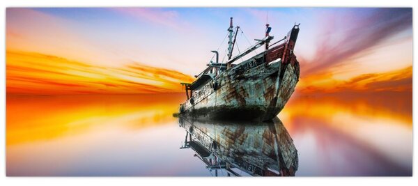 Obraz - Svitanie nad vrakom lode (120x50 cm)