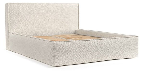 Béžová čalúnená dvojlôžková posteľ s úložným priestorom s roštom 180x200 cm Lounge L – Maison de Rêve