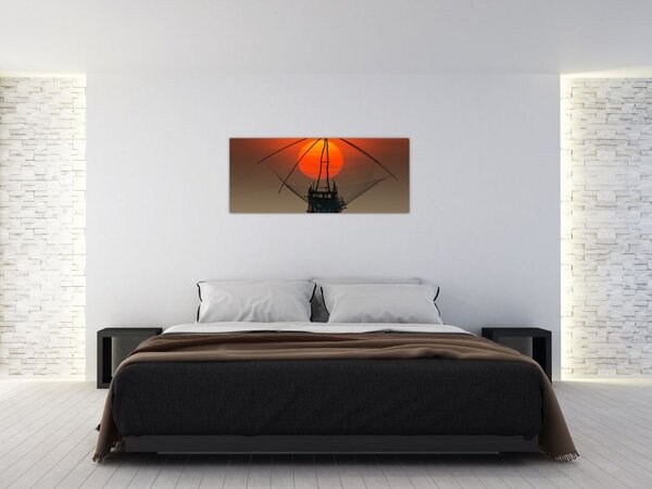 Obraz - Východ slnka, jazero Pakpra (120x50 cm)