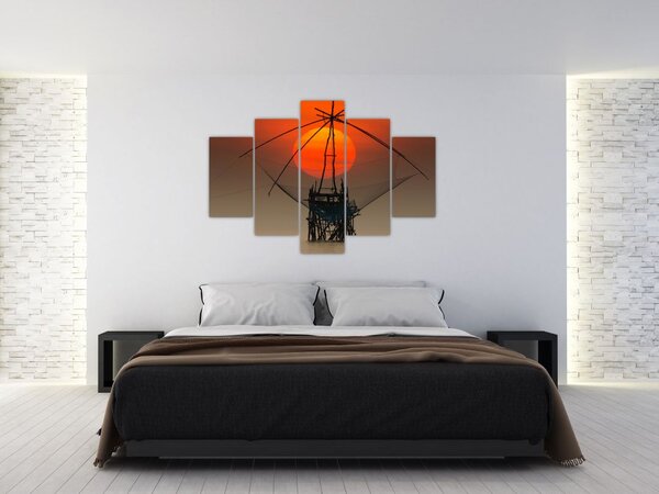 Obraz - Východ slnka, jazero Pakpra (150x105 cm)