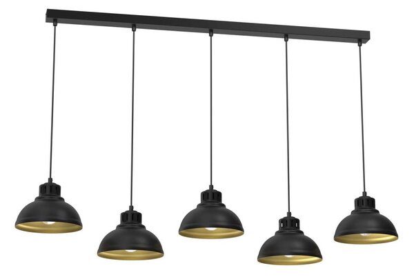 Luster na lanku SVEN 5xE27/15W/230V čierna/zlatá