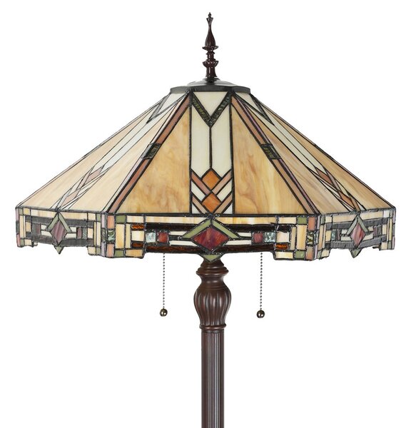Béžovo-hnedá stolná lampa Tiffany Tippia - Ø 40x161 cm E27/max 2*60W - Clayre & Eef