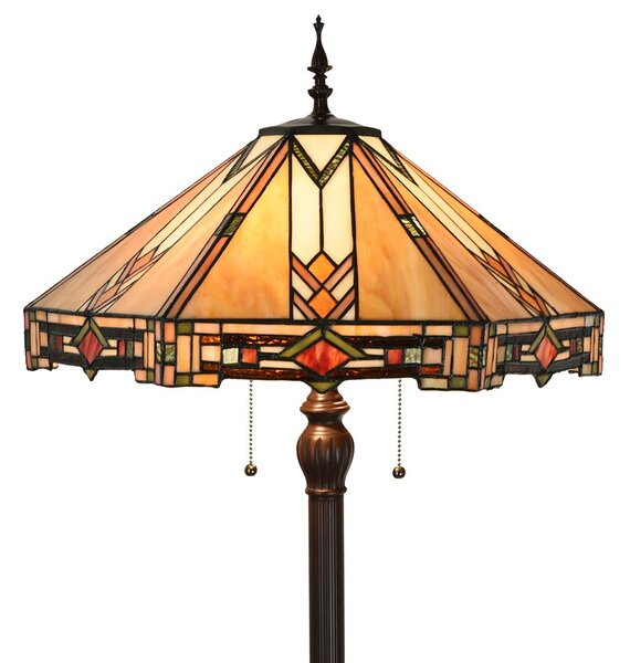 Béžovo-hnedá stolná lampa Tiffany Tippia - Ø 40x161 cm E27/max 2*60W - Clayre & Eef